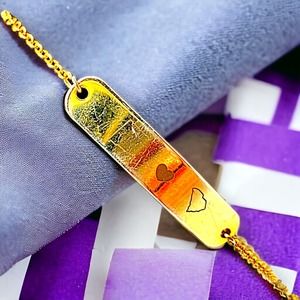 Identification Bracelet Engraved with Squarish, Heart & Diamondish Shape